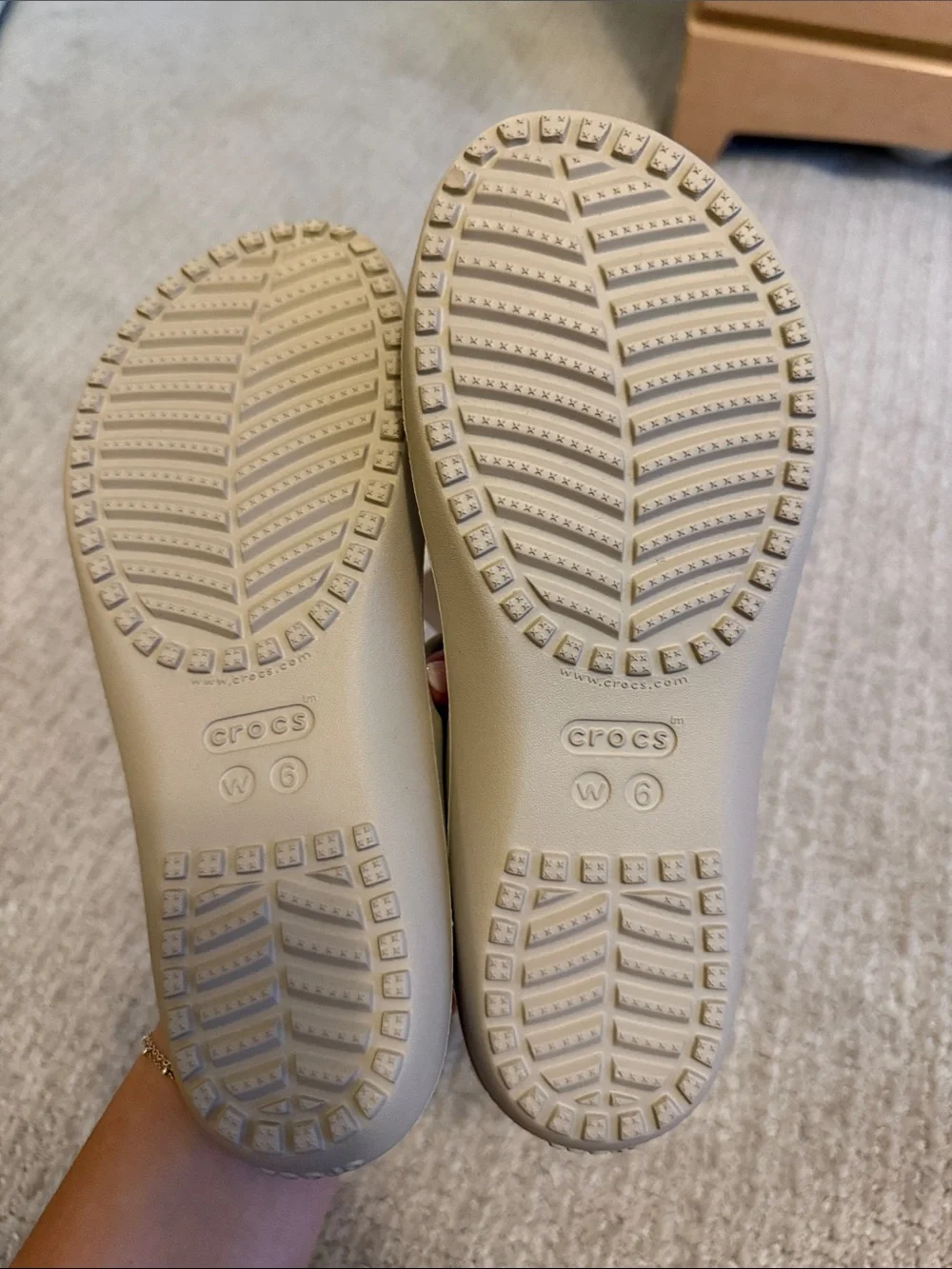 CROCS Women’s Strappy Slide Sandals — Light Taupe